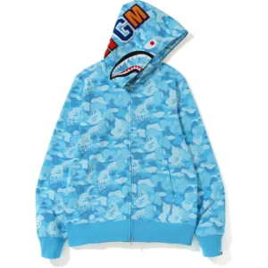 Bape Abc Shark Full Zip Hoodie Blue