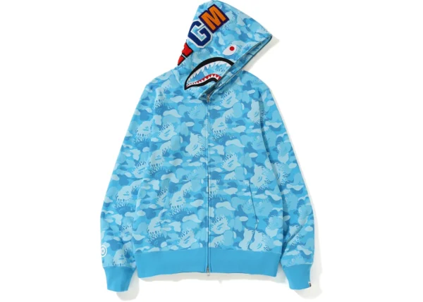 Bape Abc Shark Full Zip Hoodie Blue