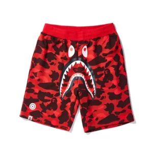 Camouflage Casual Red Bape Shark Shorts