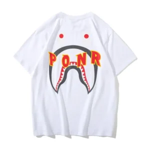 Casual White Bape Shark Camo PONR Shirt