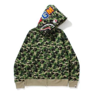 BAPE ABC Camo Green Shark Full Zip Hoodie