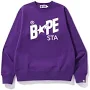 Bape Logo Crewneck Black Purple Sweater